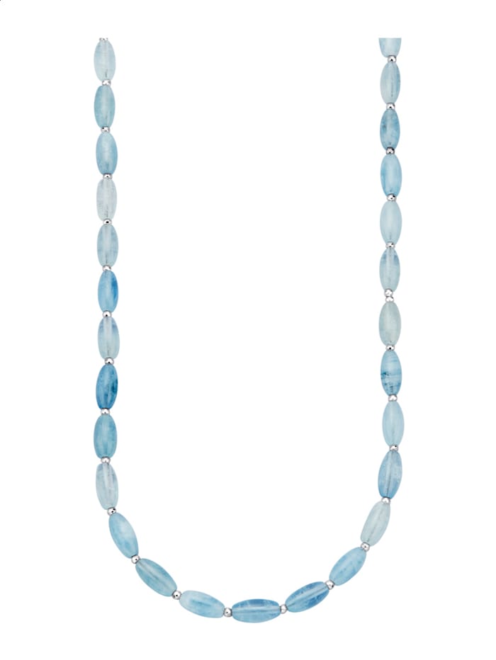 Halskette mit Milky-Aquamarinen, Blau