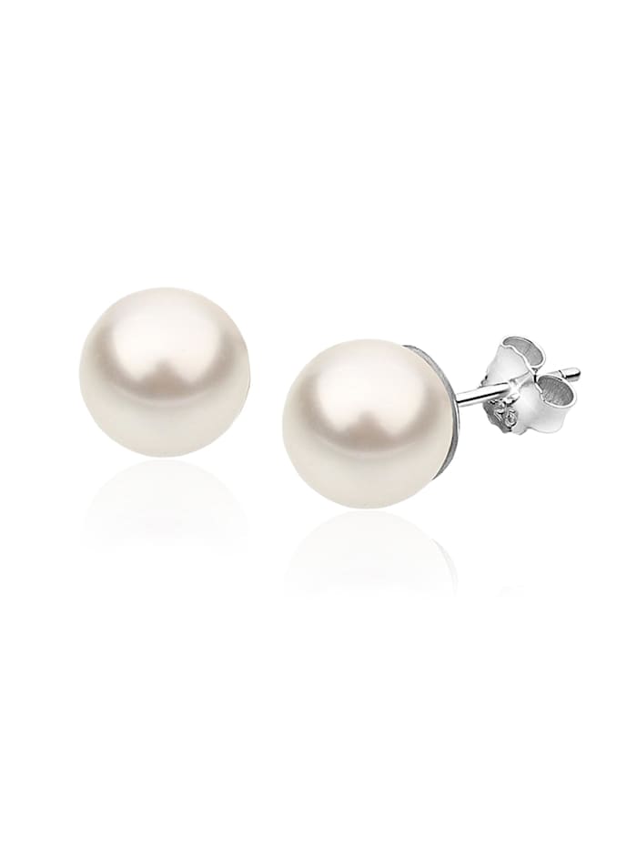 Nenalina Ohrringe Basic Synthetische Perle 925 Silber, Weiß