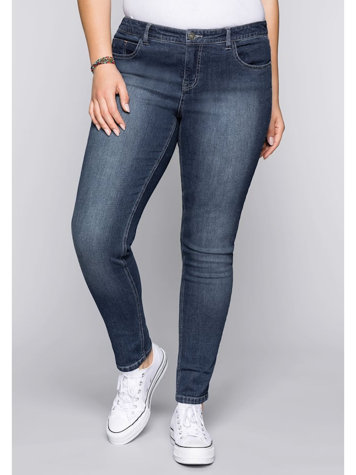 Sheego Jeans in schmaler Form, dark blue Denim