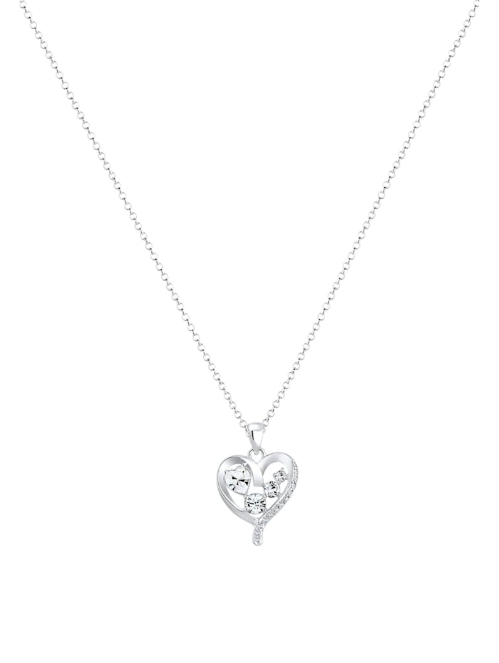 Halskette Herz Heart Kristalle Feminin 925 Silber