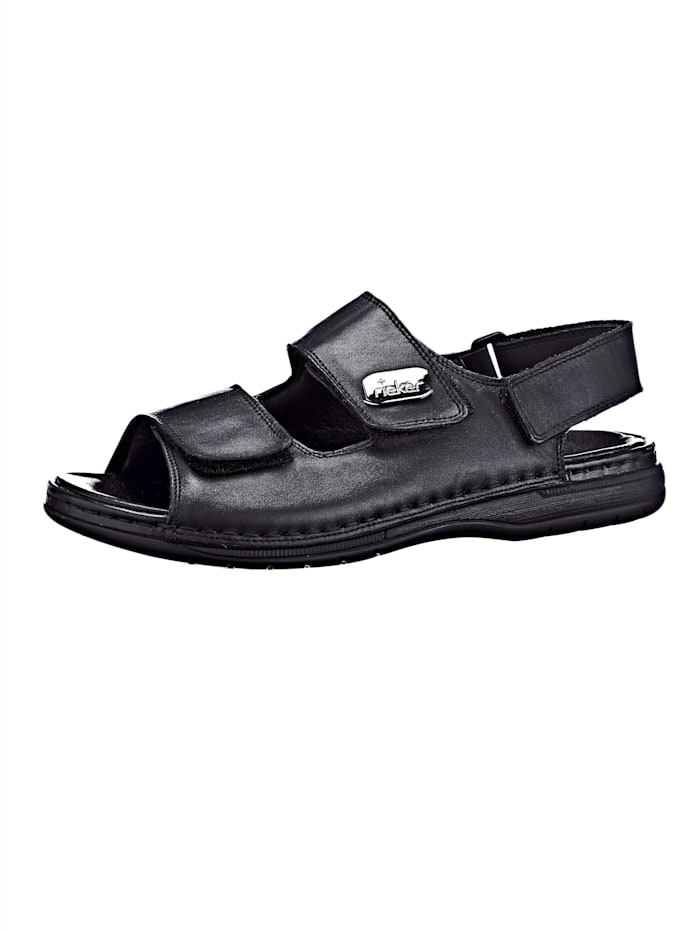 Rieker Sandale mit praktischen Klettverschlüssen, Schwarz