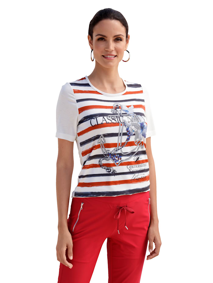 AMY VERMONT T-shirt à imprimé placé, Blanc/Rouge/Bleu