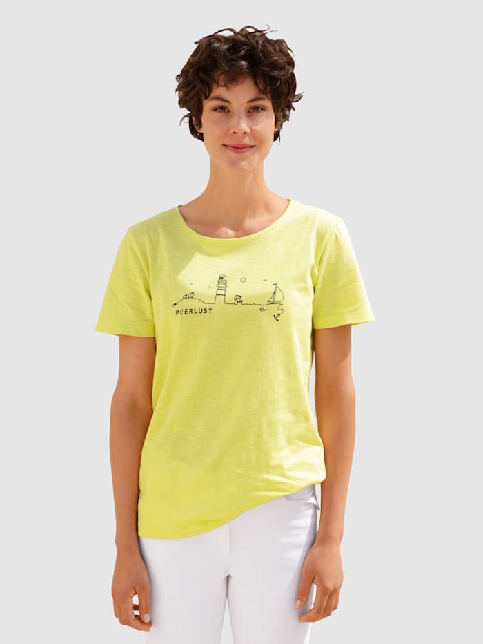 Dress In Shirt mit Frontprint, Limettengrün