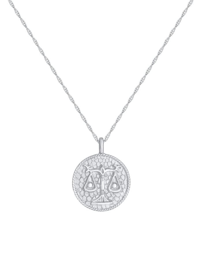 Halskette Sternzeichen Waage Münze 925 Silber
