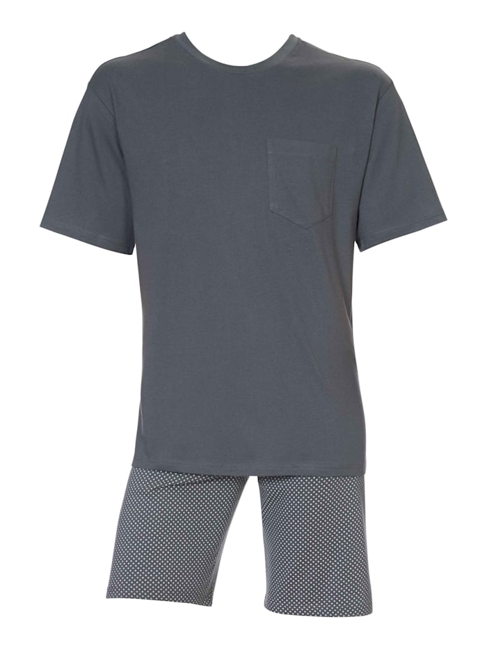 Schiesser Kurz-Pyjama mit Webhose, Grau