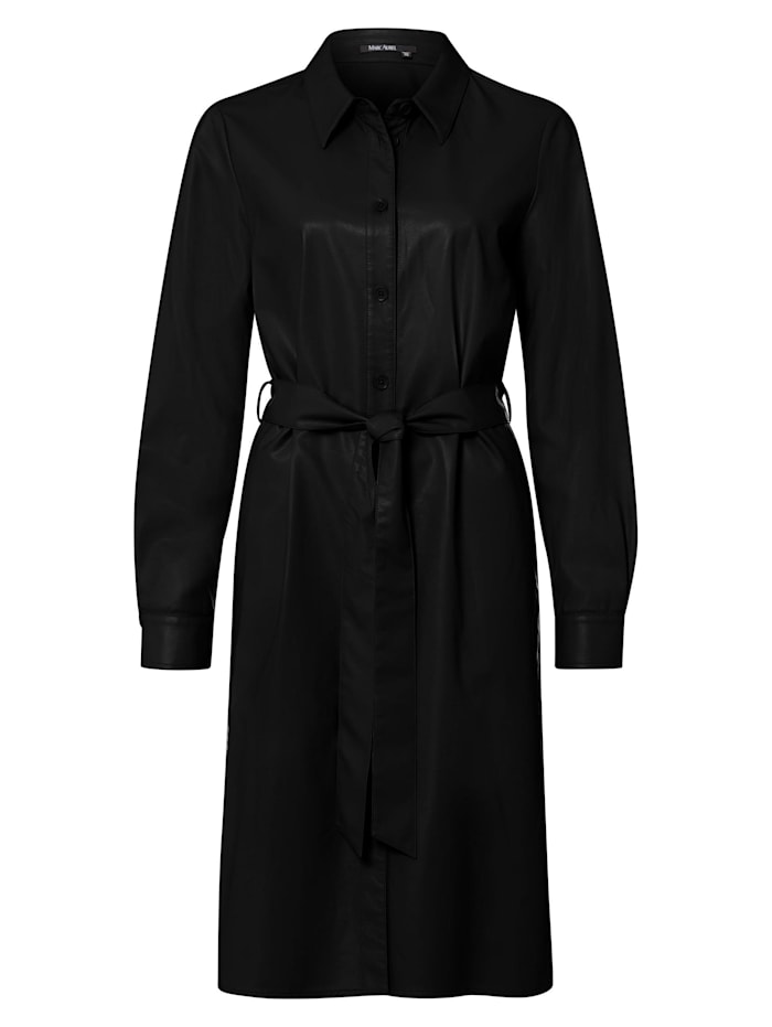 Marc Aurel Hemdblusen-Kleid aus veganem Leder, black