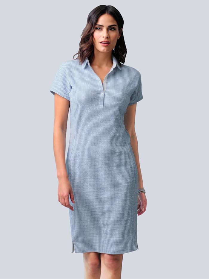 Alba Moda Jerseyklänning i luftig bäckebölja, Ljusblå/Vit