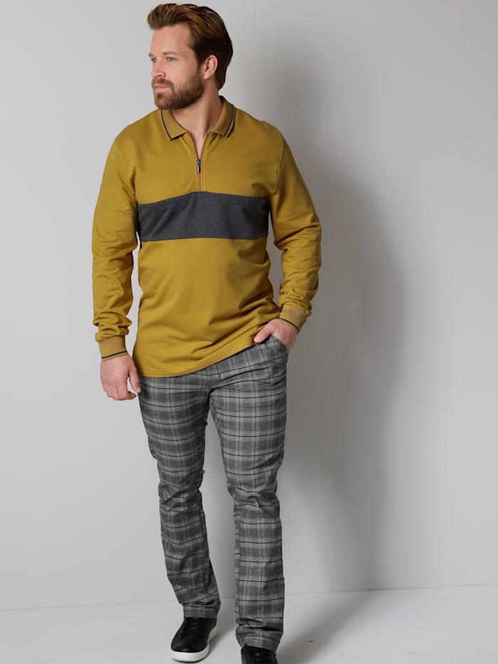 John F. Gee Sweatshirt aus reiner Baumwolle, Gelb/Grau