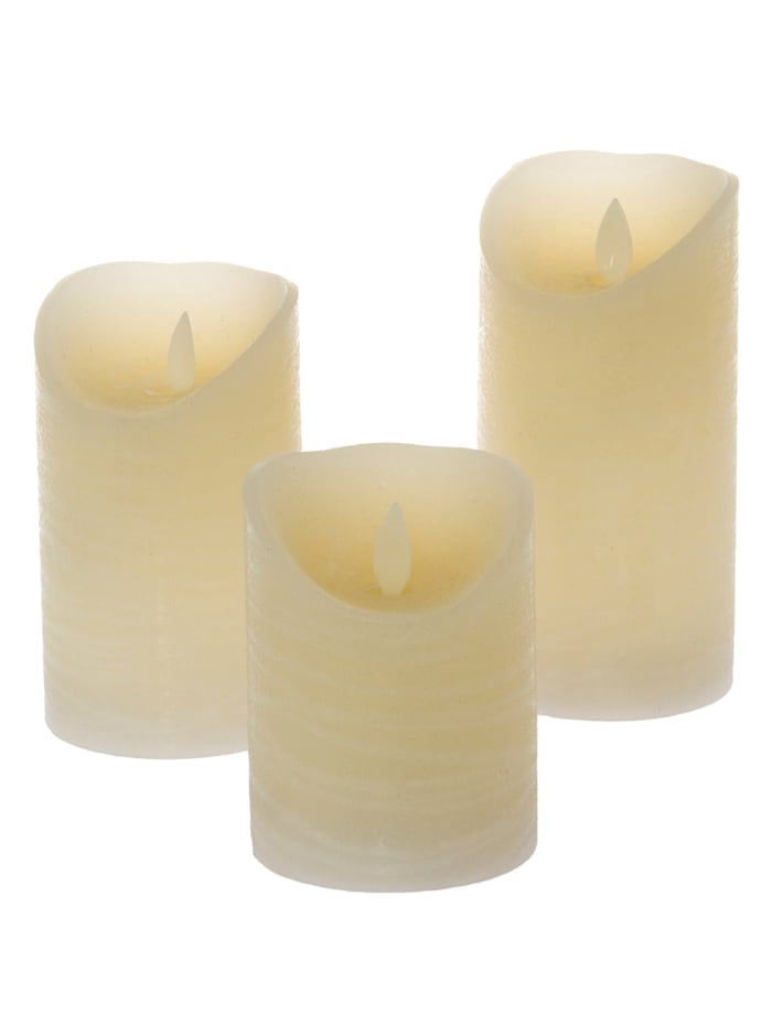 KLiNGEL LED-Kerzen Set, 3tlg., Creme-Weiß
