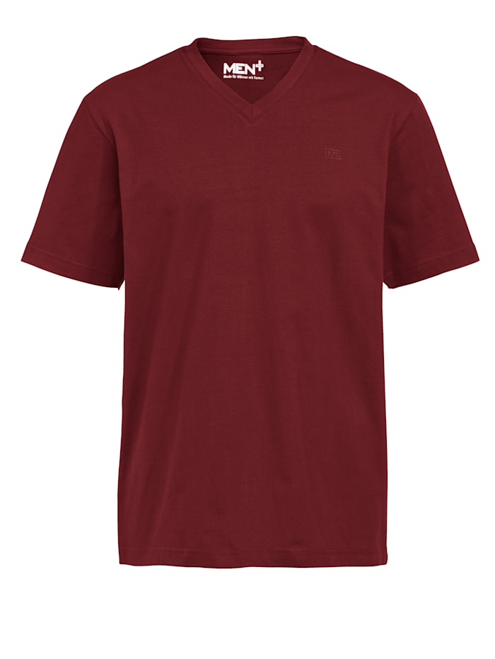 Men Plus V-Shirt aus reiner Baumwolle, Rot