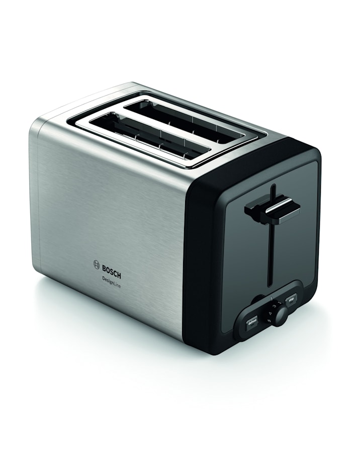 Bosch Kompakter Doppelschlitz-Toaster 'DesignLine TAT4P', Silberfarben/Schwarz