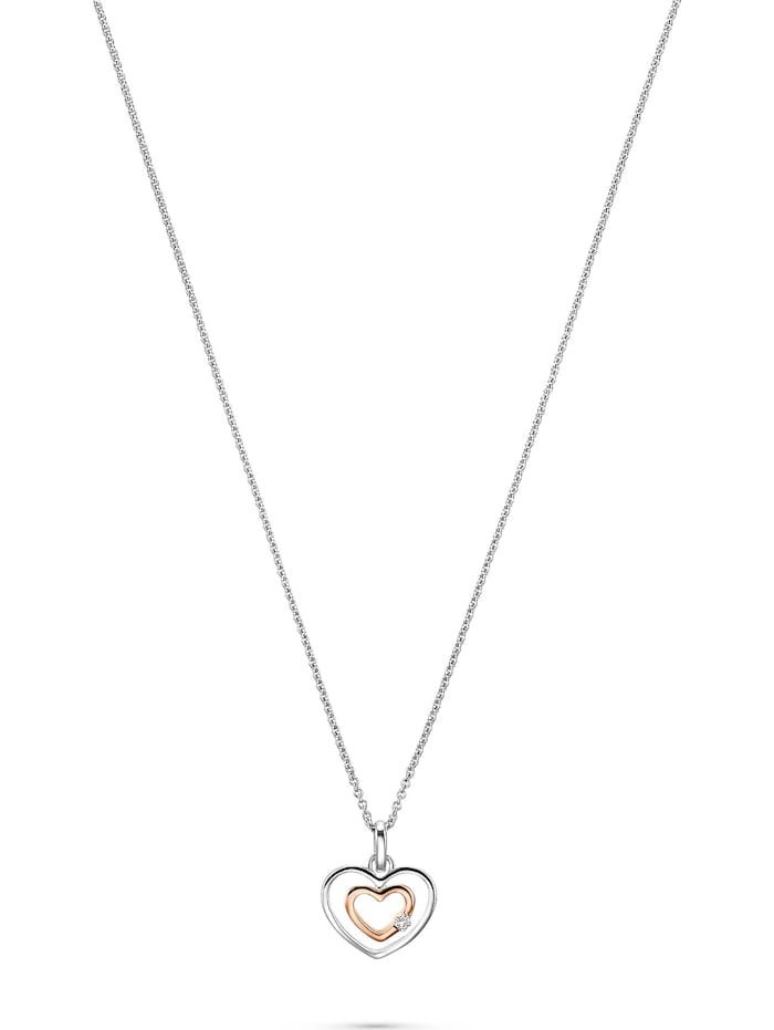 CHRIST C-Collection Damen-Kette 375er Weißgold, 375er Roségold 1 Diamant, bicolor