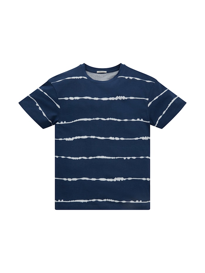 Tom Tailor Gestreiftes T-Shirt, blue tie dye stripe