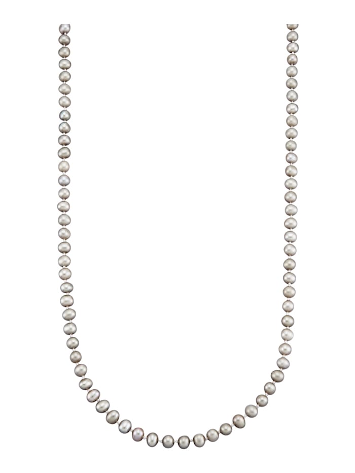 Halskette mit Süßwasser-Zuchtperlen, Grau
