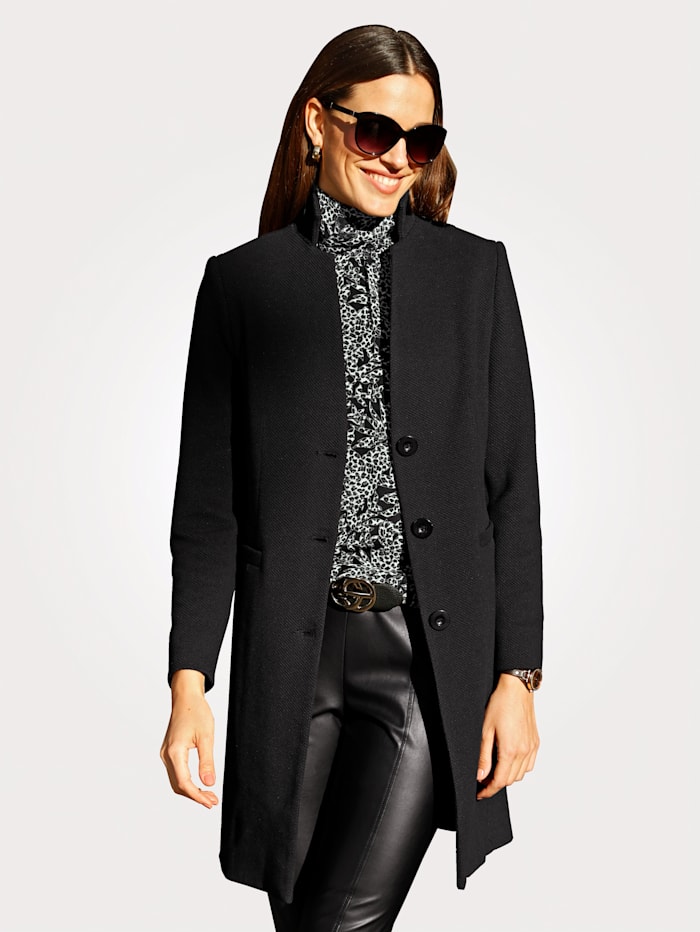 MONA Robe manteau in modieus lang model, Zwart