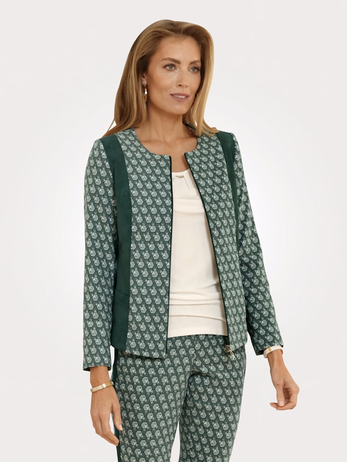 MONA Jacket with contouring panels, Dark Green/Ecru