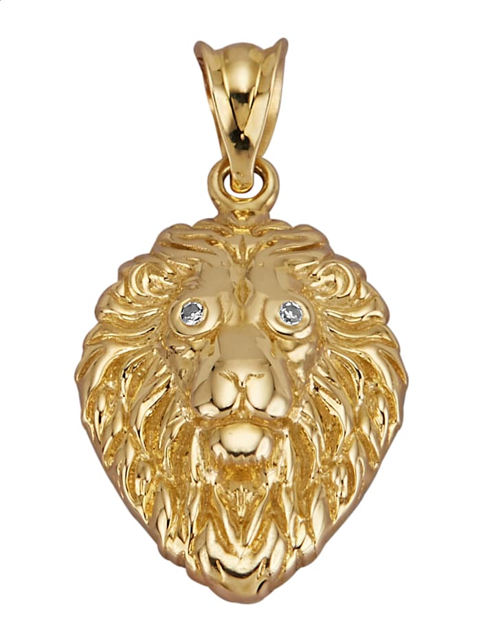 Hanger Leeuw met diamanten, 9 kt., goudkleur