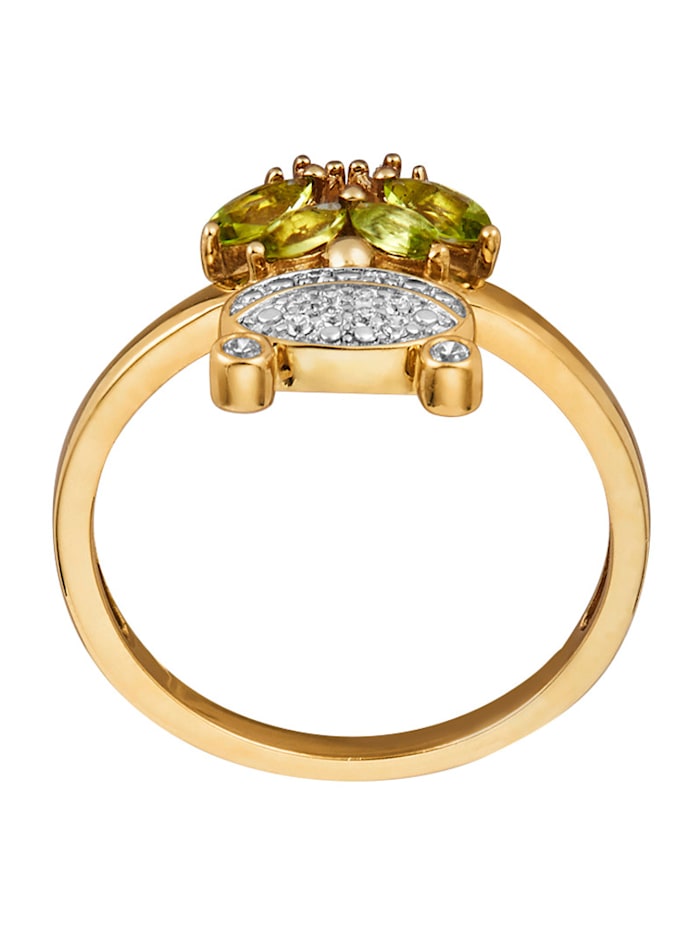 Frosk-ring i sølv 925, gullfarget