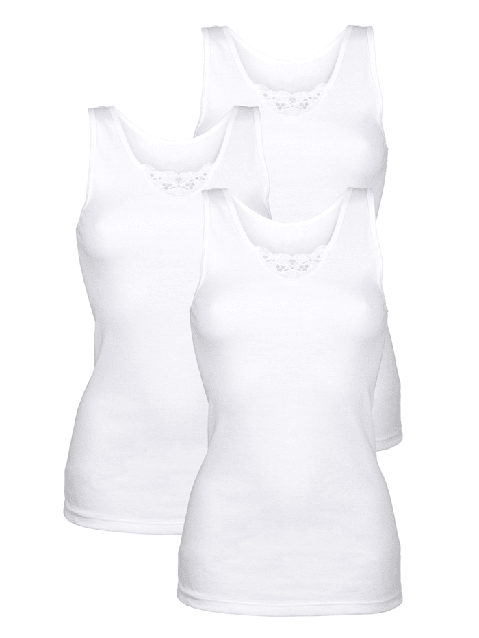 Viania Unterhemden im 3er Pack mit Motivspitze, 3x Weiß