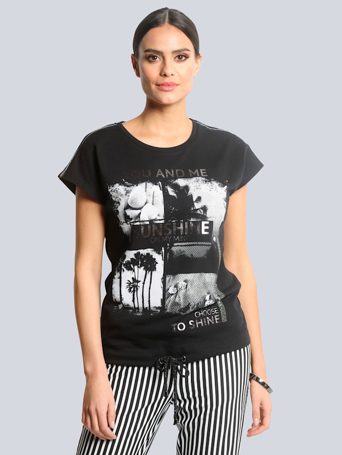 Alba Moda Shirt mit effektvollem Druck, Schwarz/Grau/Weiß