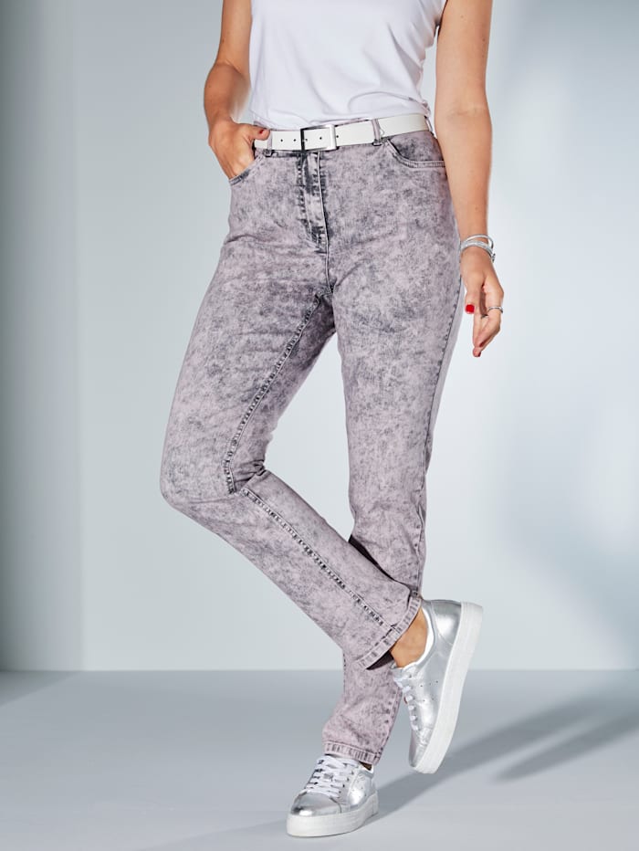 MIAMODA Jeans in moonwashed look, Roze