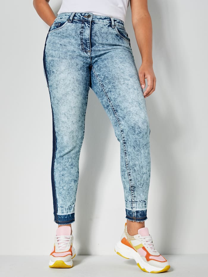 Angel of Style Jeans met galonstrepen, Blue bleached