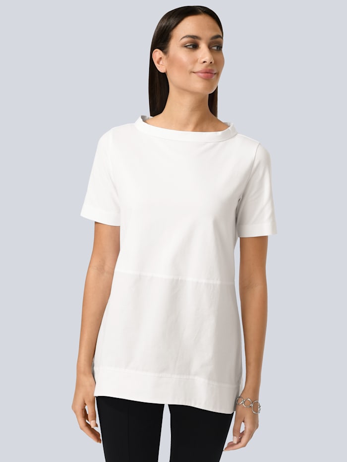 Alba Moda Shirt mit U-Boot Ausschnitt, Weiß