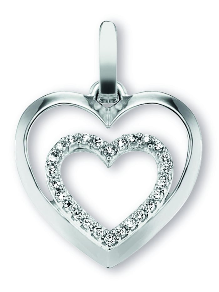 One Element Herz Anhänger Herz aus 925 Silber und Zirkonia, silber
