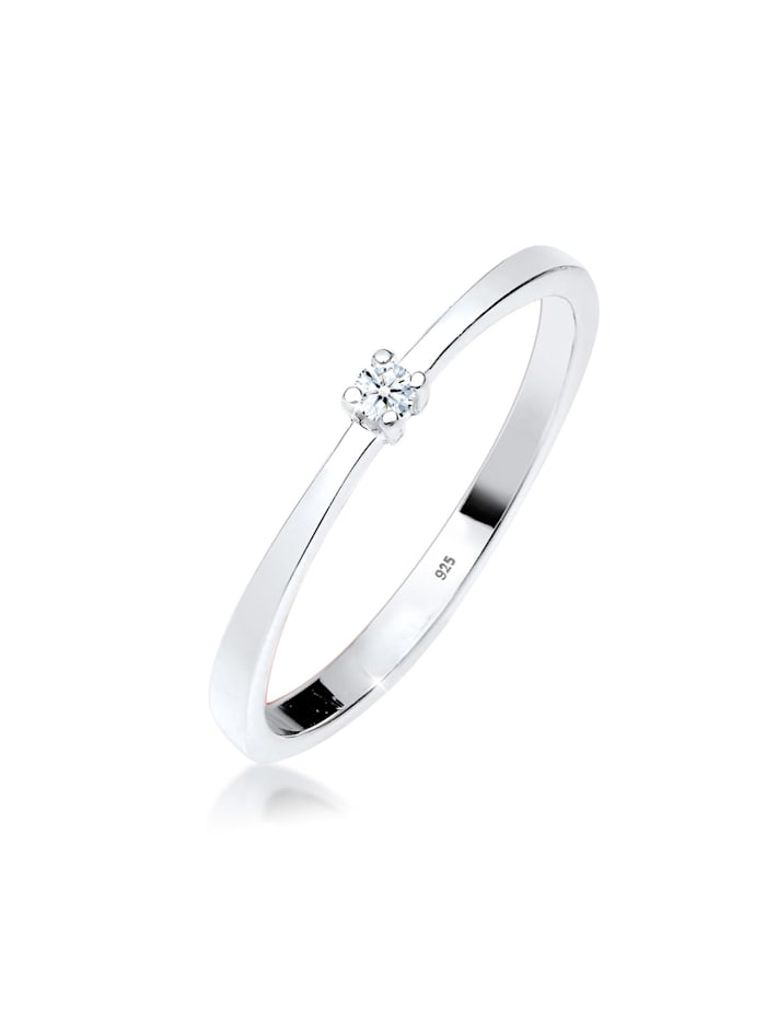 Elli DIAMONDS Ring Verlobung Solitär Diamant (0.03 Ct.) 925 Silber, Weiß