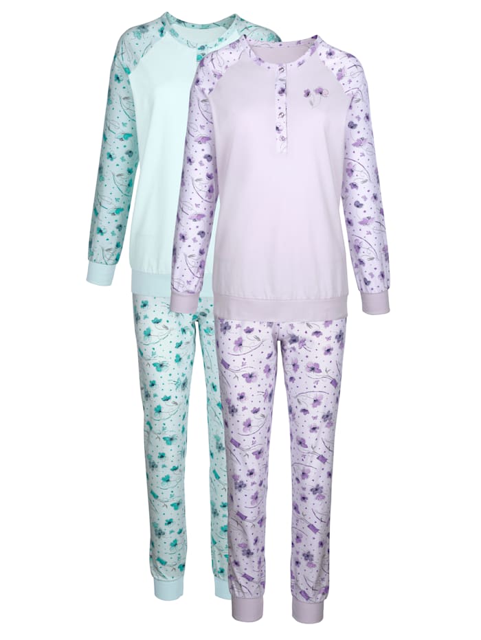 Harmony Pyjama met raglanmouwen, Mint/Lila