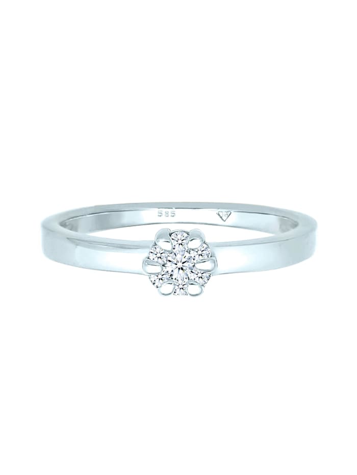 Ring Verlobung Diamant 0.12 Ct. Luxuriös 585 Weißgold