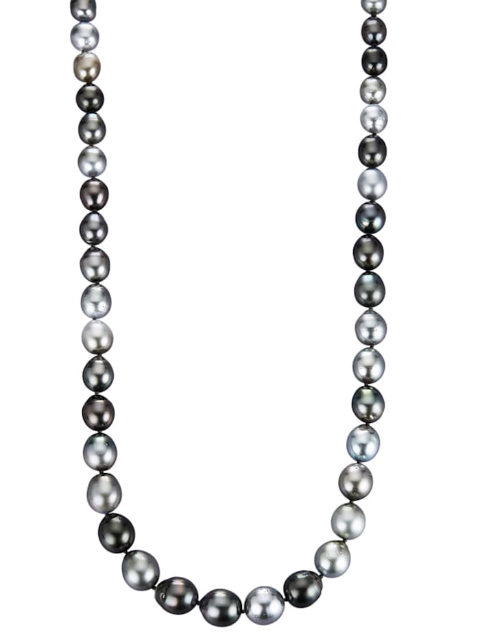 Diemer Perle Pärlhalsband av Tahiti-pärlor i barockform, Grå