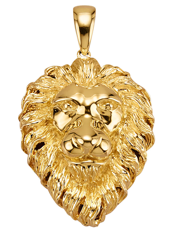 Amara Or Pendentif Tête de lion en argent 925, doré, Coloris or jaune
