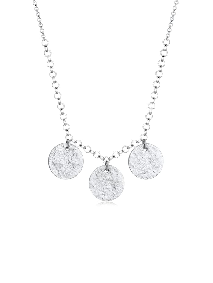 Elli Halskette Erbskette Kreis Geo Plättchen Minimal 925 Silber, Silber
