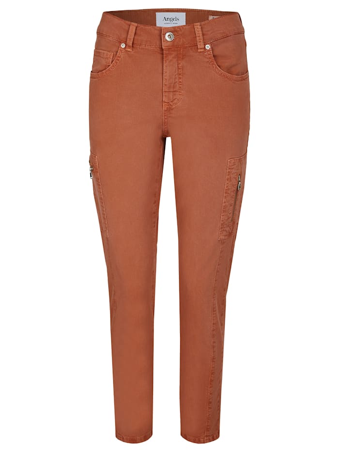 Angels Ankle-Jeans ,Ornella Cargo' mit Reißverschlusstaschen, rustic brown used