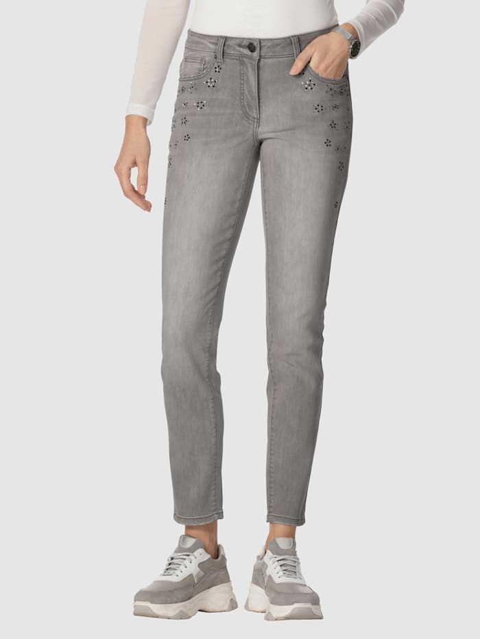 AMY VERMONT Jeans mit Strassstein-Dekoration, Grey