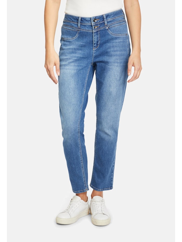Betty & Co Slim Fit-Jeans mit Waschung, Blau