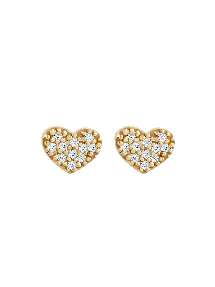 Ohrringe Herz Diamanten (0.11 Ct.) Filigran 585 Gelbgold