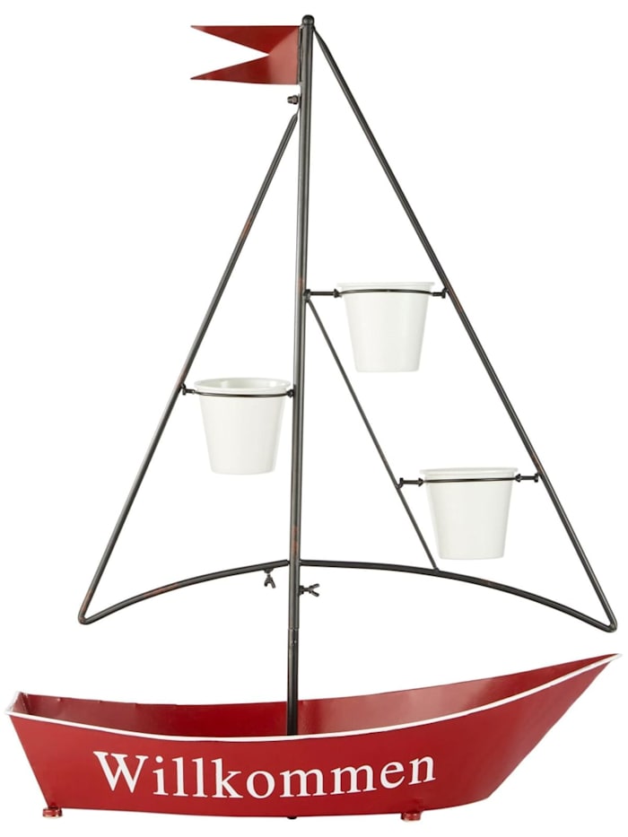 Living Pflanztopf Segelboot, Rot/Schwarz