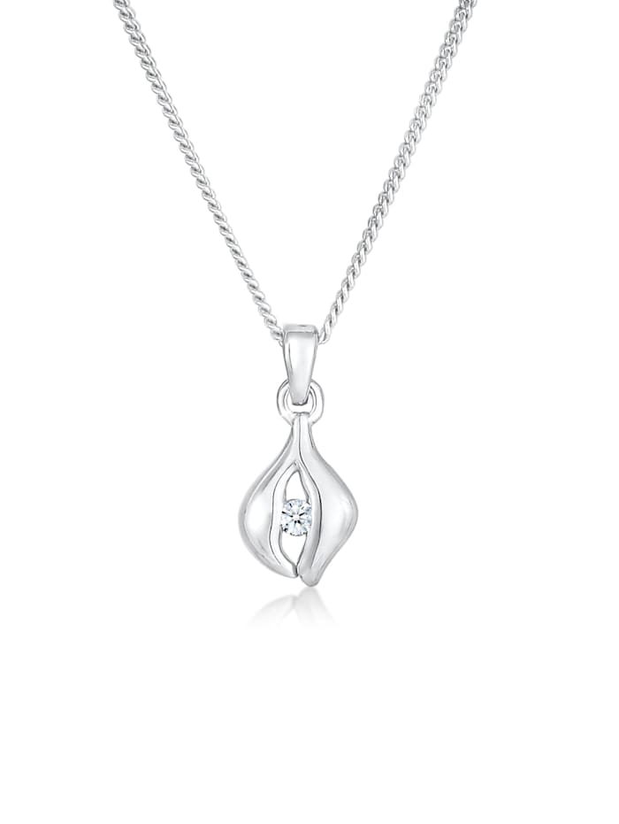 Elli DIAMONDS Halskette Anhänger Tropfen Diamant (0.03 Ct.) 925 Silber, Silber