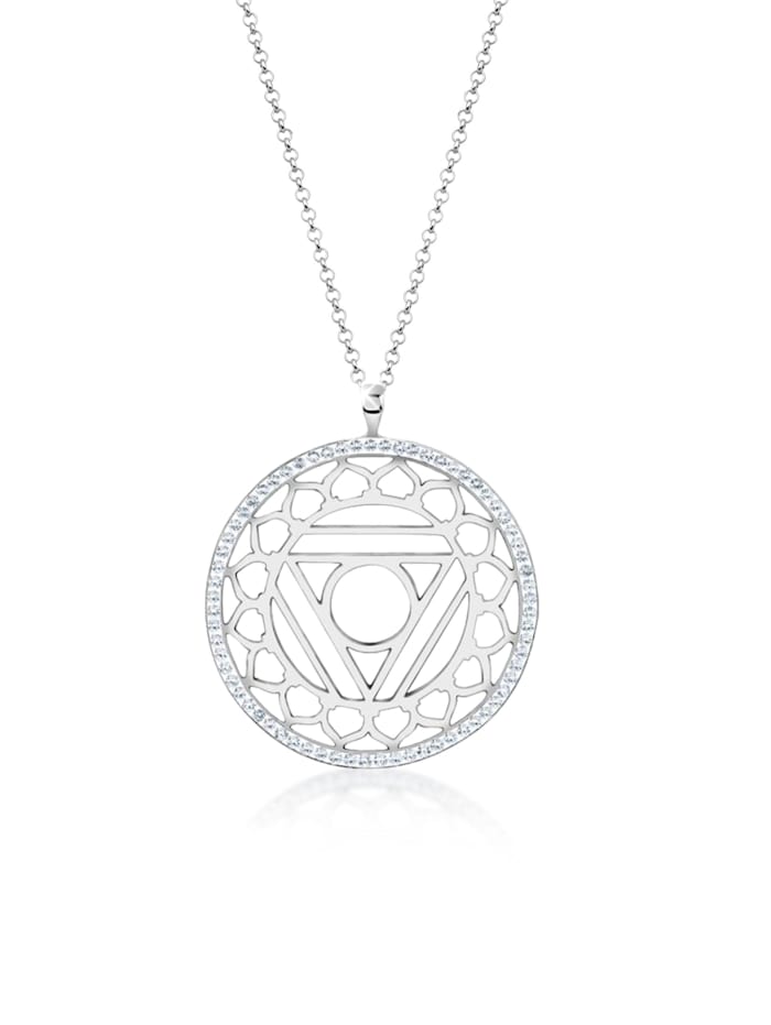 Nenalina Halskette Vishuddha Chakra Kristalle 925 Silber, Silber