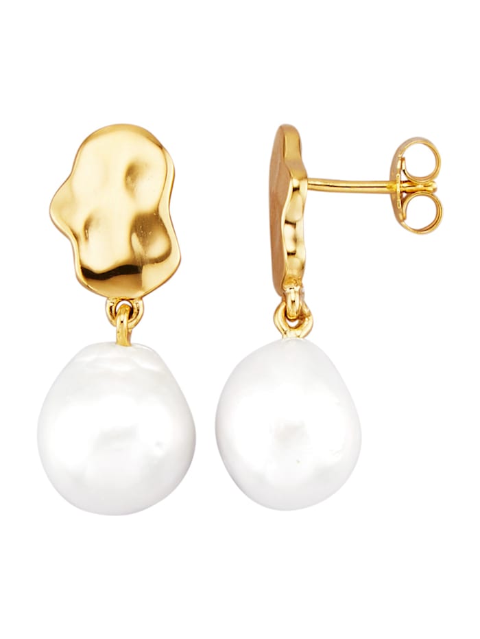 Boucles d'oreilles avec perles de culture d'eau douce, Blanc