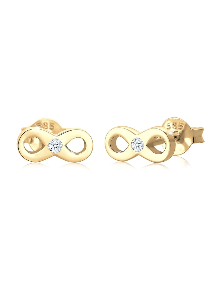Elli DIAMONDS Ohrringe Infinity Liebe Diamant (0.03 Ct) 585 Gelbgold, Gold