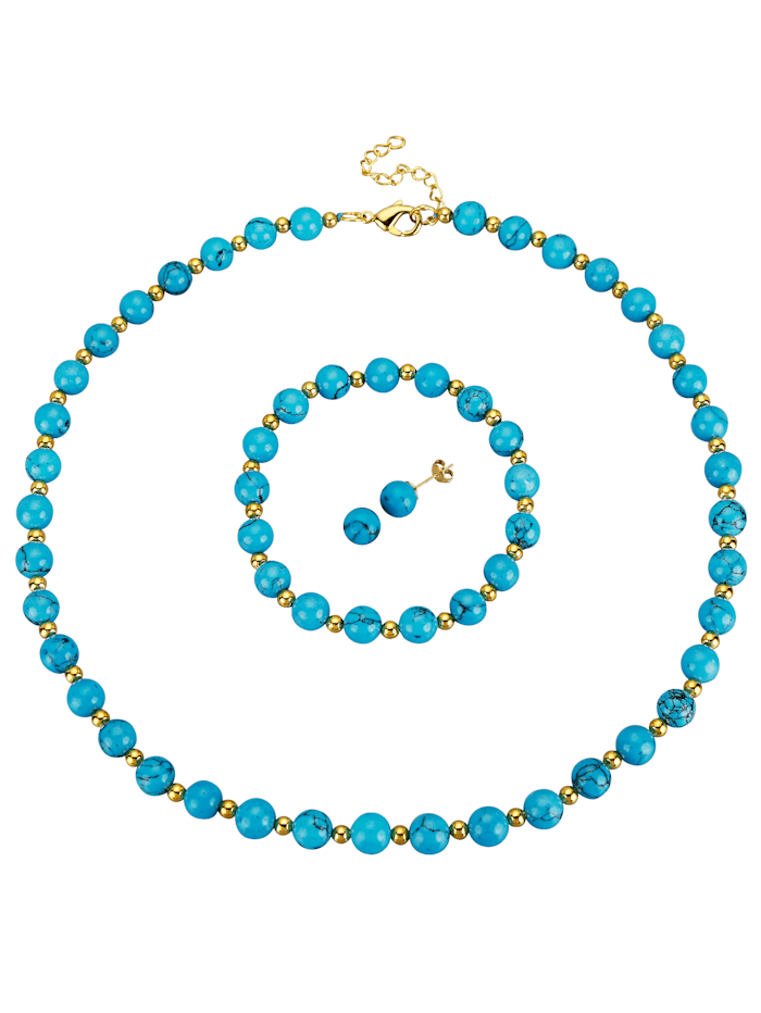 KLiNGEL Parure bijoux, 3 pièces avec turquoises, Turquoise
