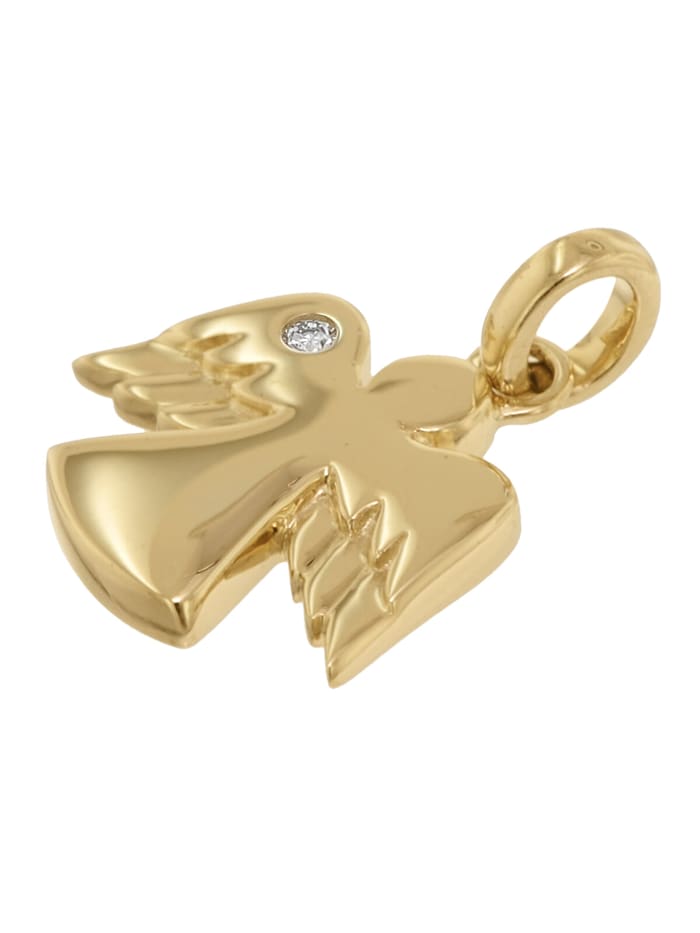 Engel Anhänger mit Brillant Gold 585 + plattierte Silberkette