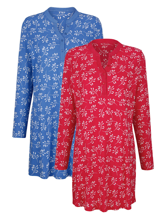 Blue Moon Nachthemden mit hübschem Blumendruck, Rot/Blau