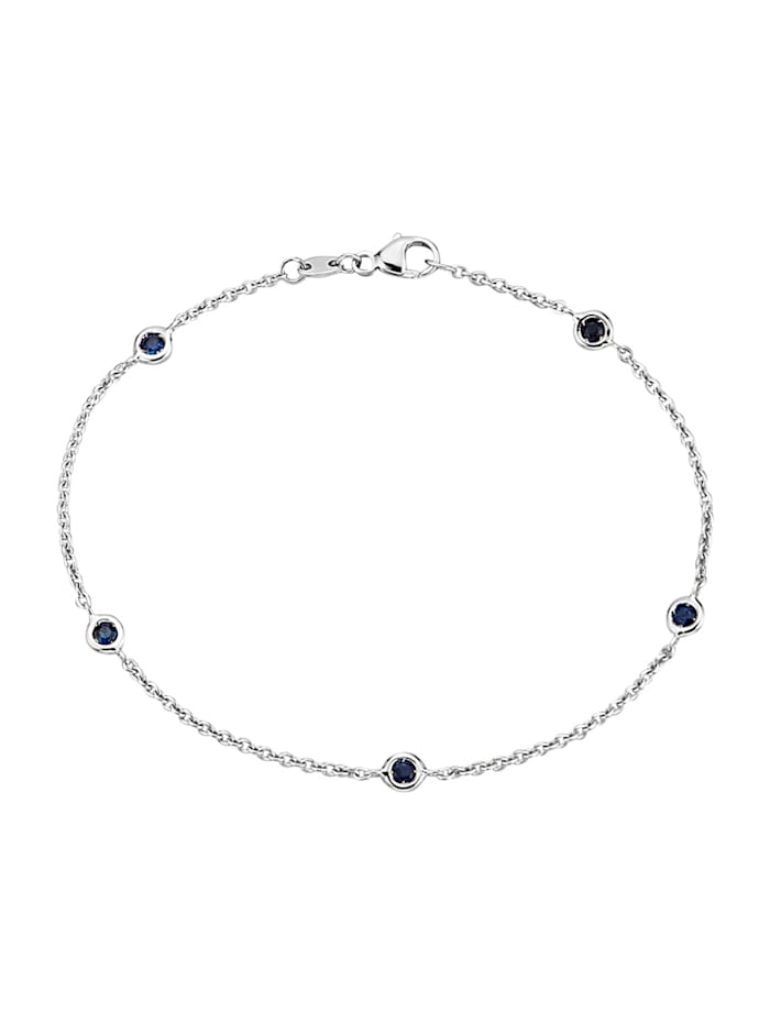 Amara Pierres colorées Bracelet avec 5 saphirs, Bleu