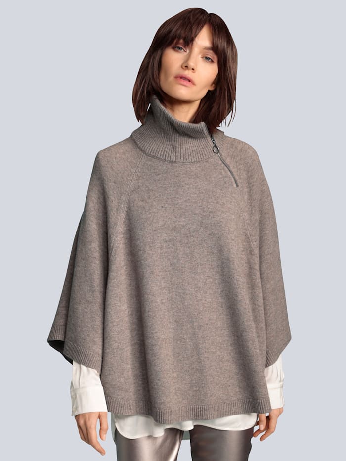 OUI Poncho in lässiger Oversized-Form, Taupe