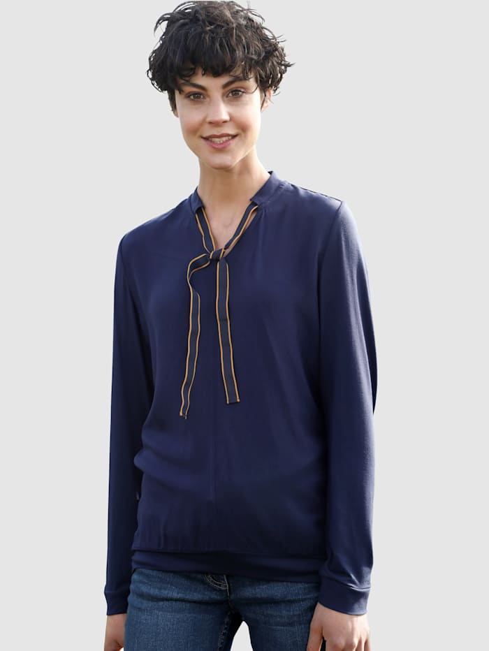 Dress In Shirt mit Materialmix, Marineblau