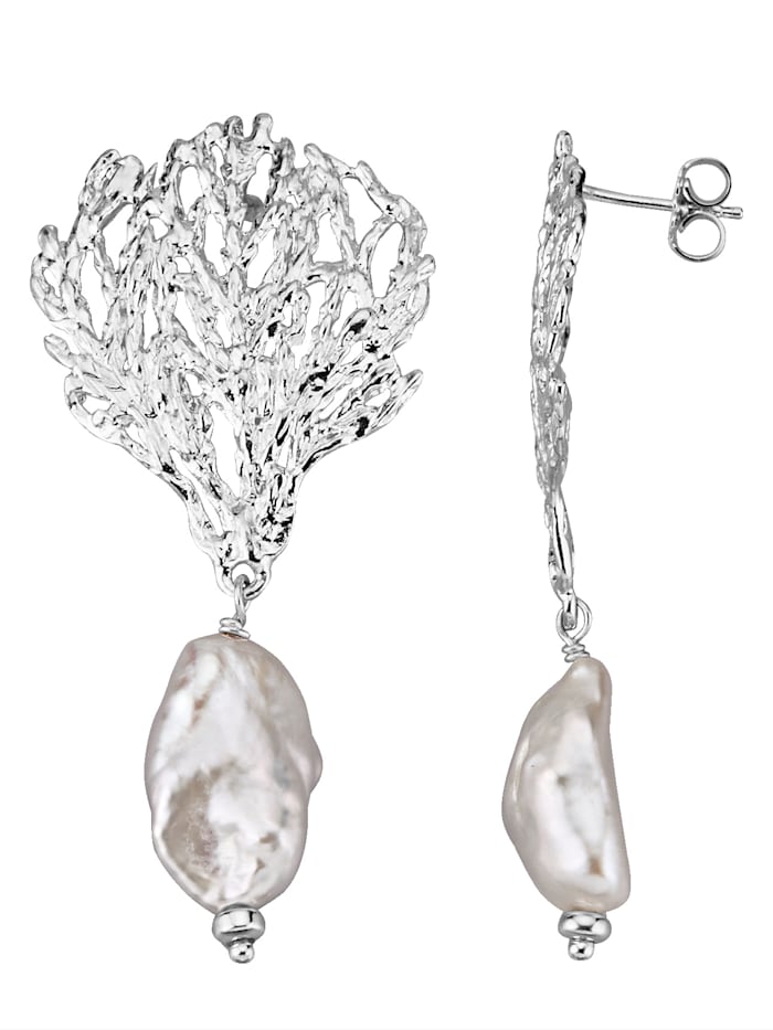 Amara Tendance Boucles d'oreilles avec perles de culture blanches, Blanc